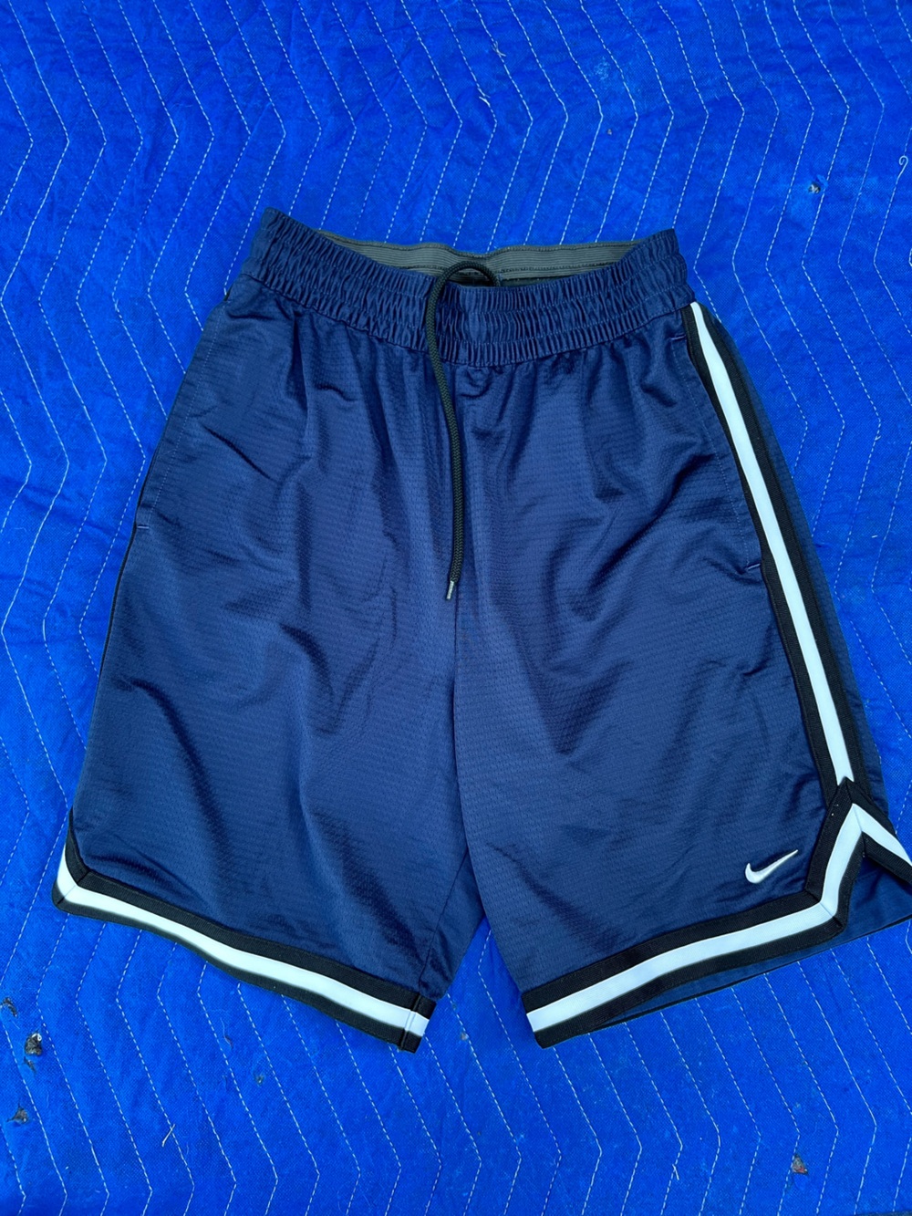 Nike Men’s Navy Blue Athletic Shorts with White and Black Trim